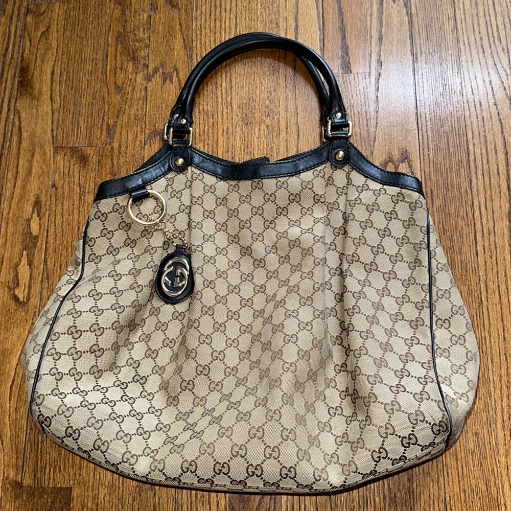 AUTHENTIC GUCCI Monogram Large Sukey Tote Dark Brown with Dustbag